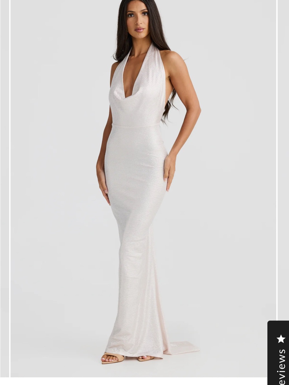 Maria- Halter Cowl Maxi Gown in Diamond